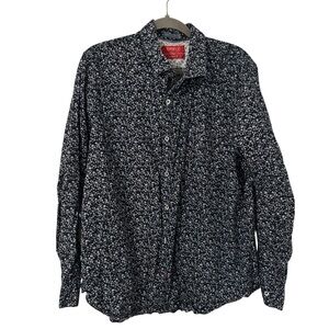Blue Leaf Floral Button Down Shirt Bruno Milano Italian Modern Fit Top Men’s XL!